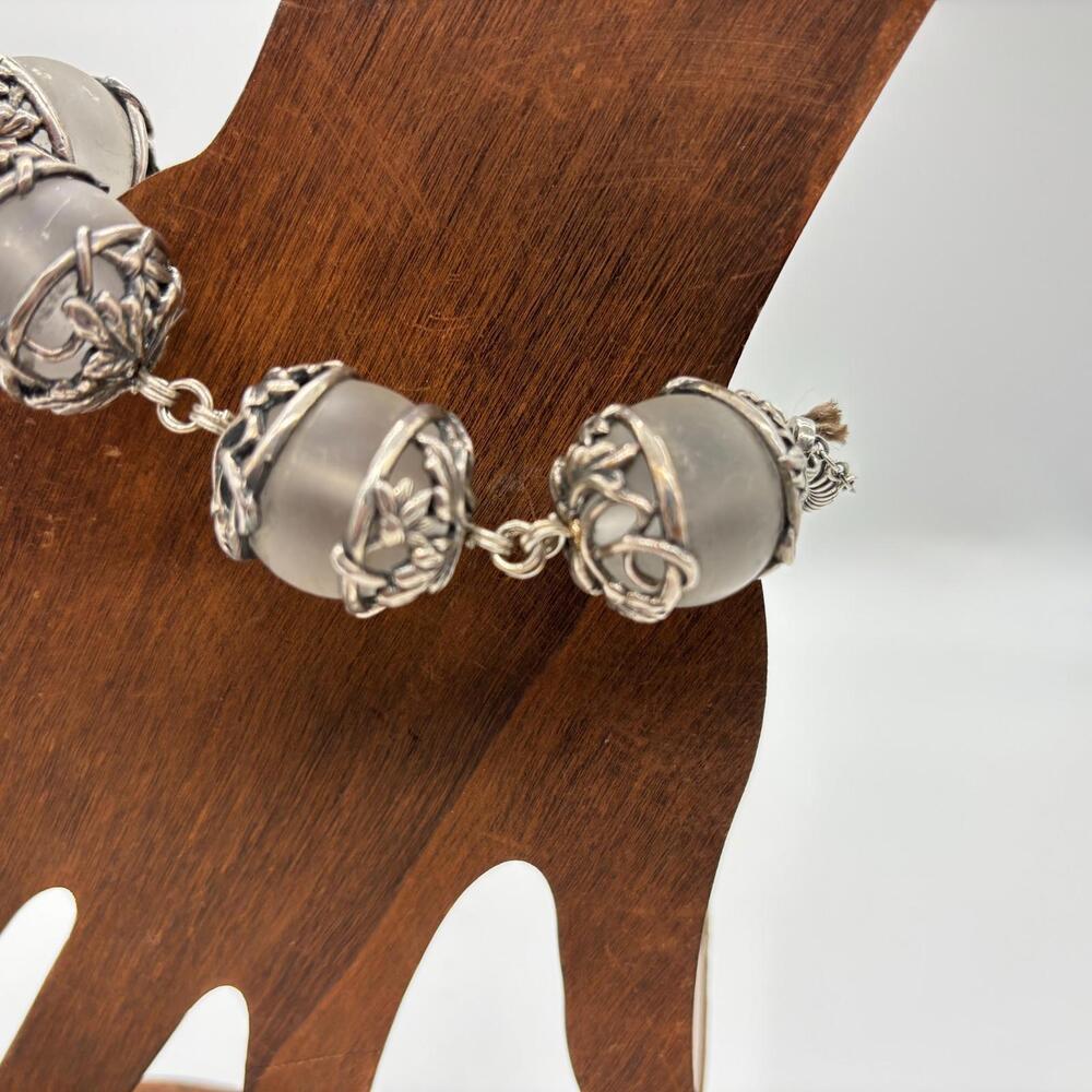 Stephen Dweck Bracelet Large Frosted Rock Crystals Sterling Galle Caps NWT - Picture 2 of 9